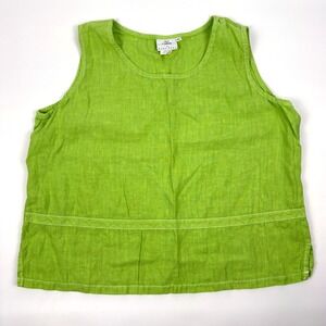 VTG Hot Cotton by Marc Ware Linen Tank Top Womens XL Lime Green Boxy Lagenlook